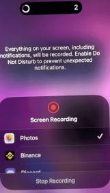 Clique no ícone de gravação de tela para gravar a tela no iPhone 14 Pro Max